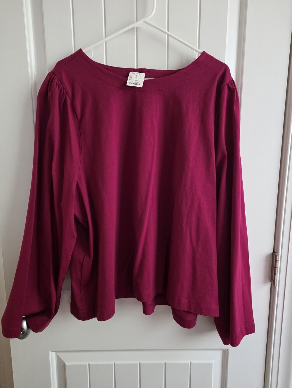 NWT J. Crew Women's Long Sleeve Scoop Neck Top - Magenta Plus Size 3X